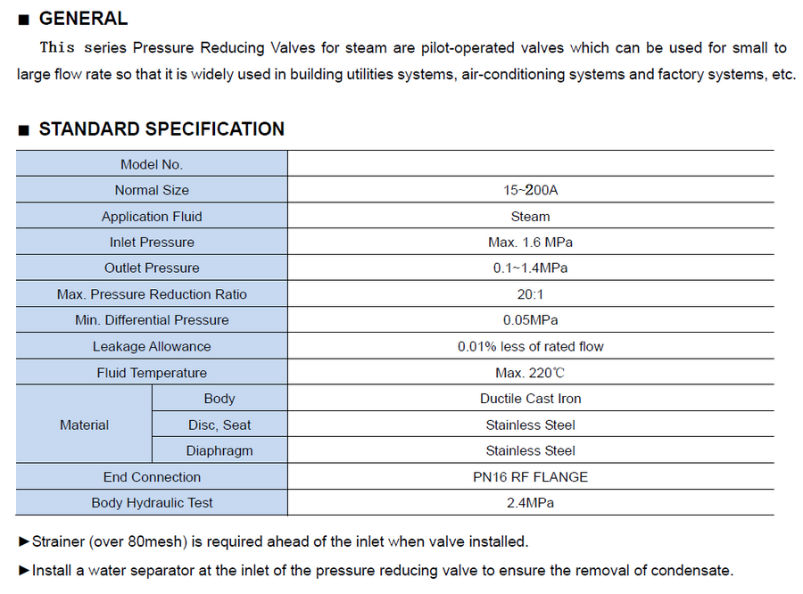 China pressure reducing valve for steam