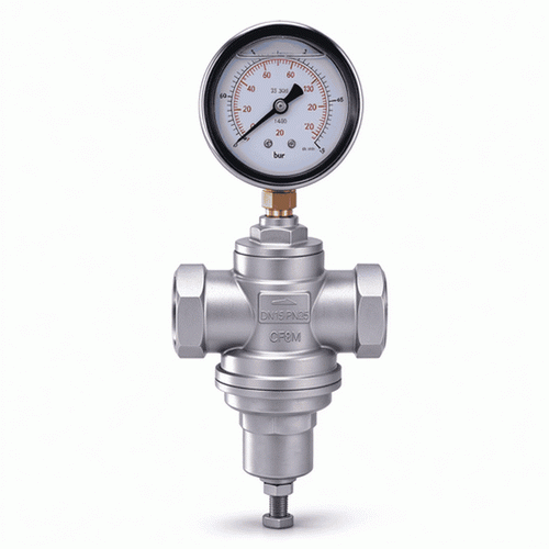 China SS316 pressure reducing valve with pressure gauge